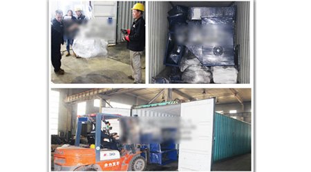 發(fā)往新加坡鋼板通過式型鋼_鋼板預處理線第二車裝車發(fā)貨現(xiàn)場