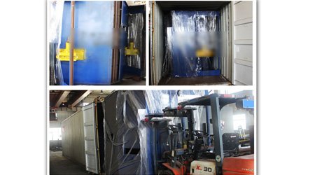 發(fā)往新加坡通過式型鋼_鋼板預處理線裝車發(fā)貨現(xiàn)場