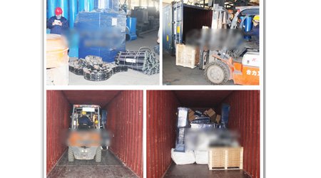 發(fā)往墨西哥Q698型大型通過式鋼板型鋼拋丸清理機(jī)發(fā)貨裝車現(xiàn)場